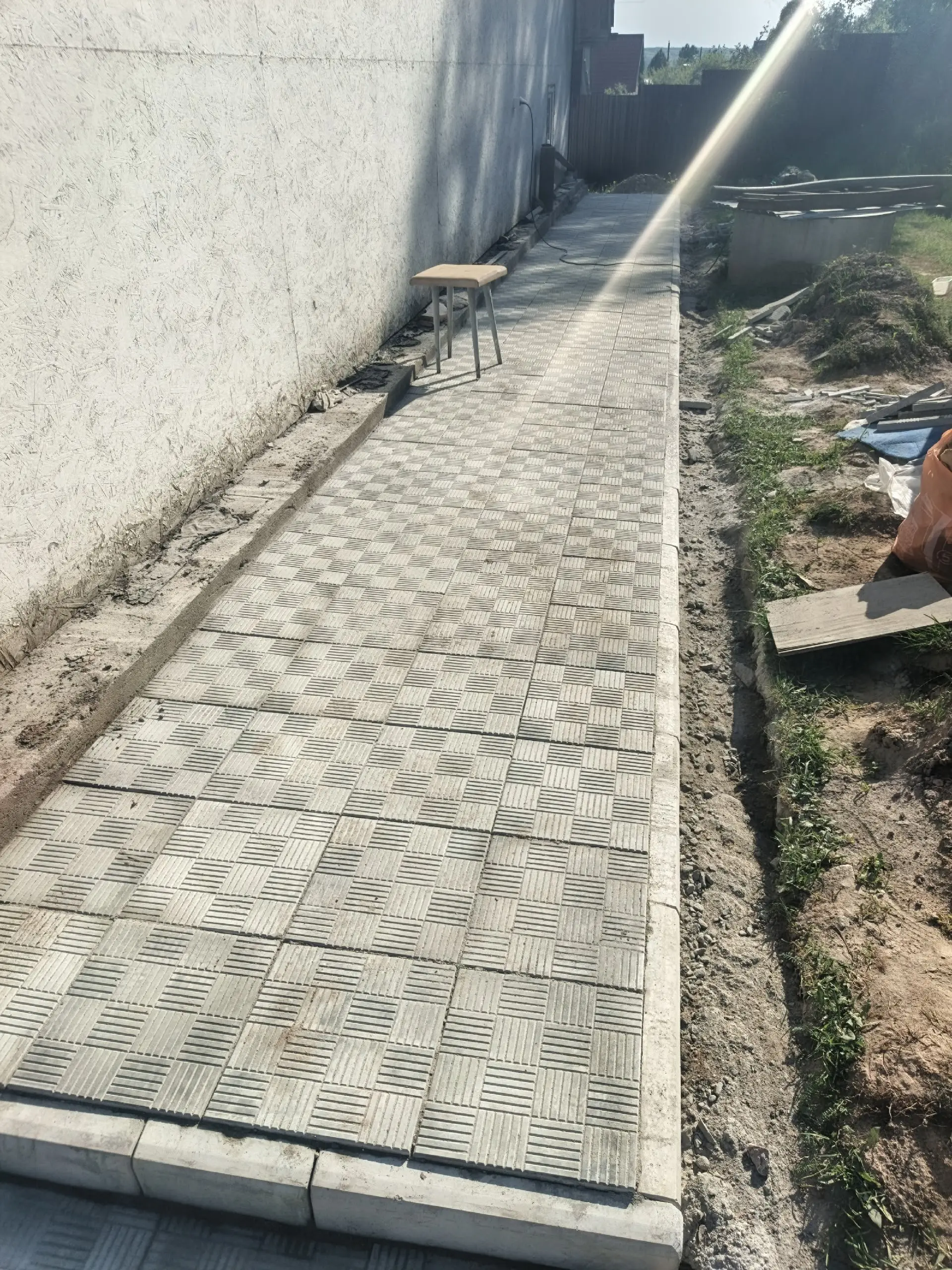 Устройство отмостки из тротуарной плитки
